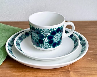 Hyper rare ! Tasse à café, soucoupe et assiette d'appoint Arabia Finland