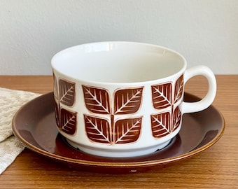 Upsala-ekeby Gefle Amanita Blue Tea Cup Sets: 1950s Nordic