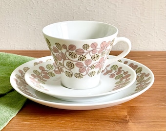 Arabia Finland MARJATTA Kaffee-Tasse, Unterteller und Kuchenteller