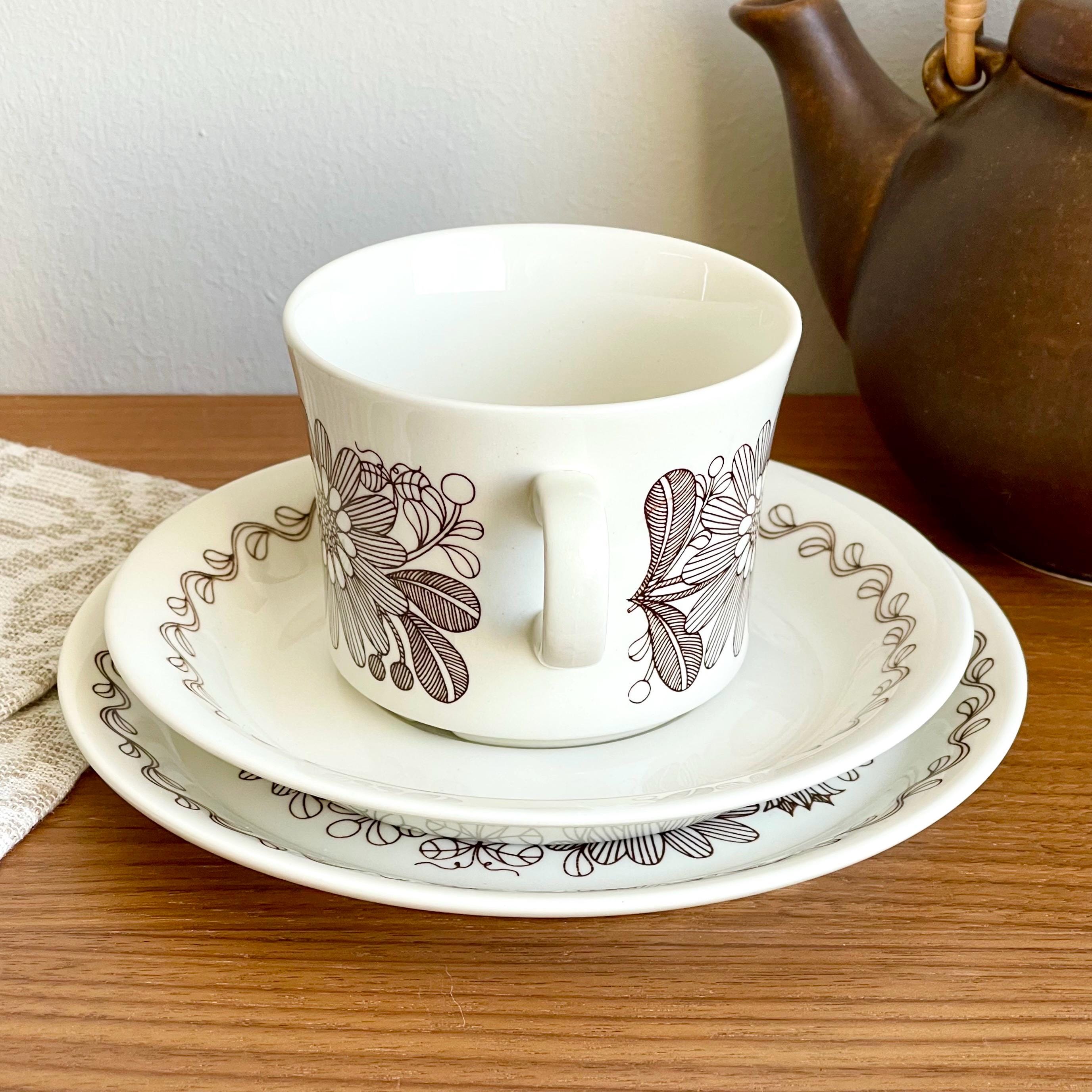 Rare! Arabia Finland finnish Flint ELINA Tea Cup, saucer & Cake