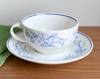 Arabia Finland DOMINO SININEN KEITTIÖ tasse à thé et soucoupe