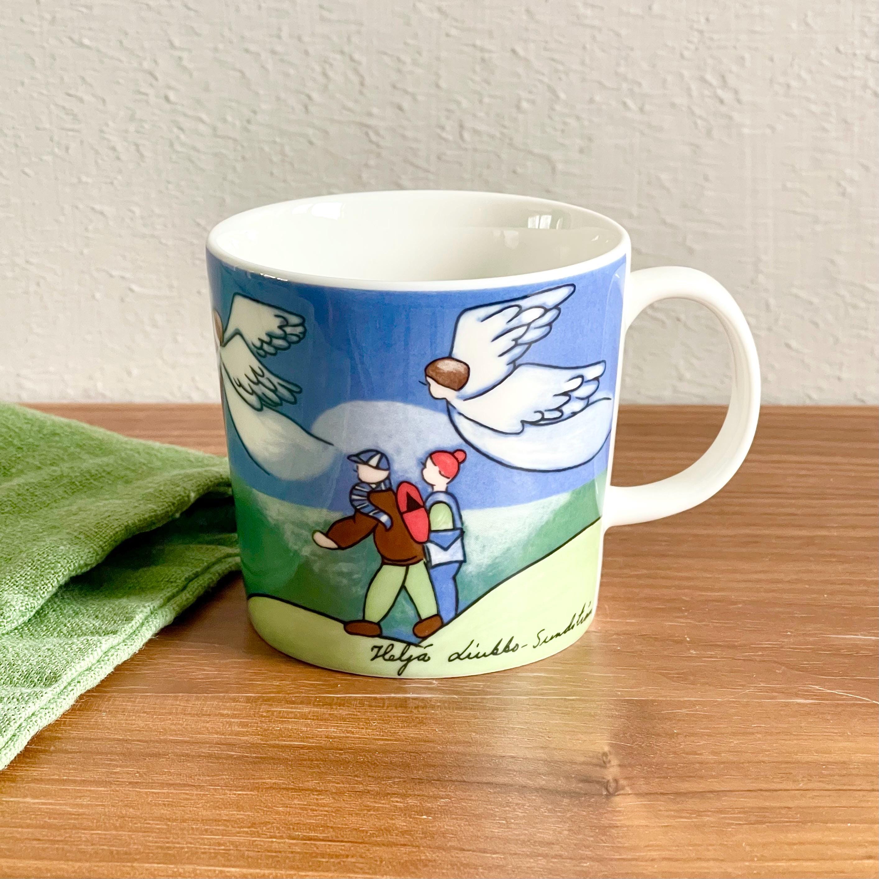 ARABIA FINLAND 青い家の置物 Arabia Finland piplia Mug SUOJASSA ENKELTEN (under the Protection
