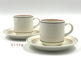 Arabia Finland TIIRA mocha/espresso cup & saucer, 2 sets