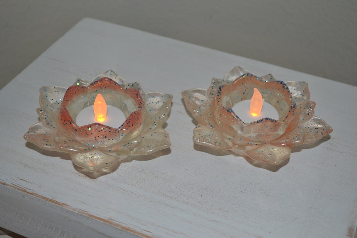 Resin Candle Holder Flowers Etsy