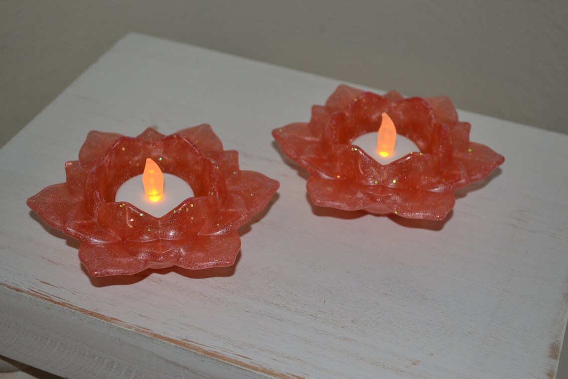 Resin Candle Holder Flowers Etsy