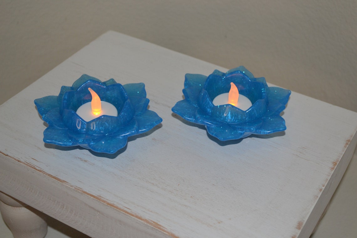 Resin Candle Holder Flowers Etsy