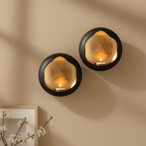Set of Two Solara Wall Sconce Tea Light Candle Holders