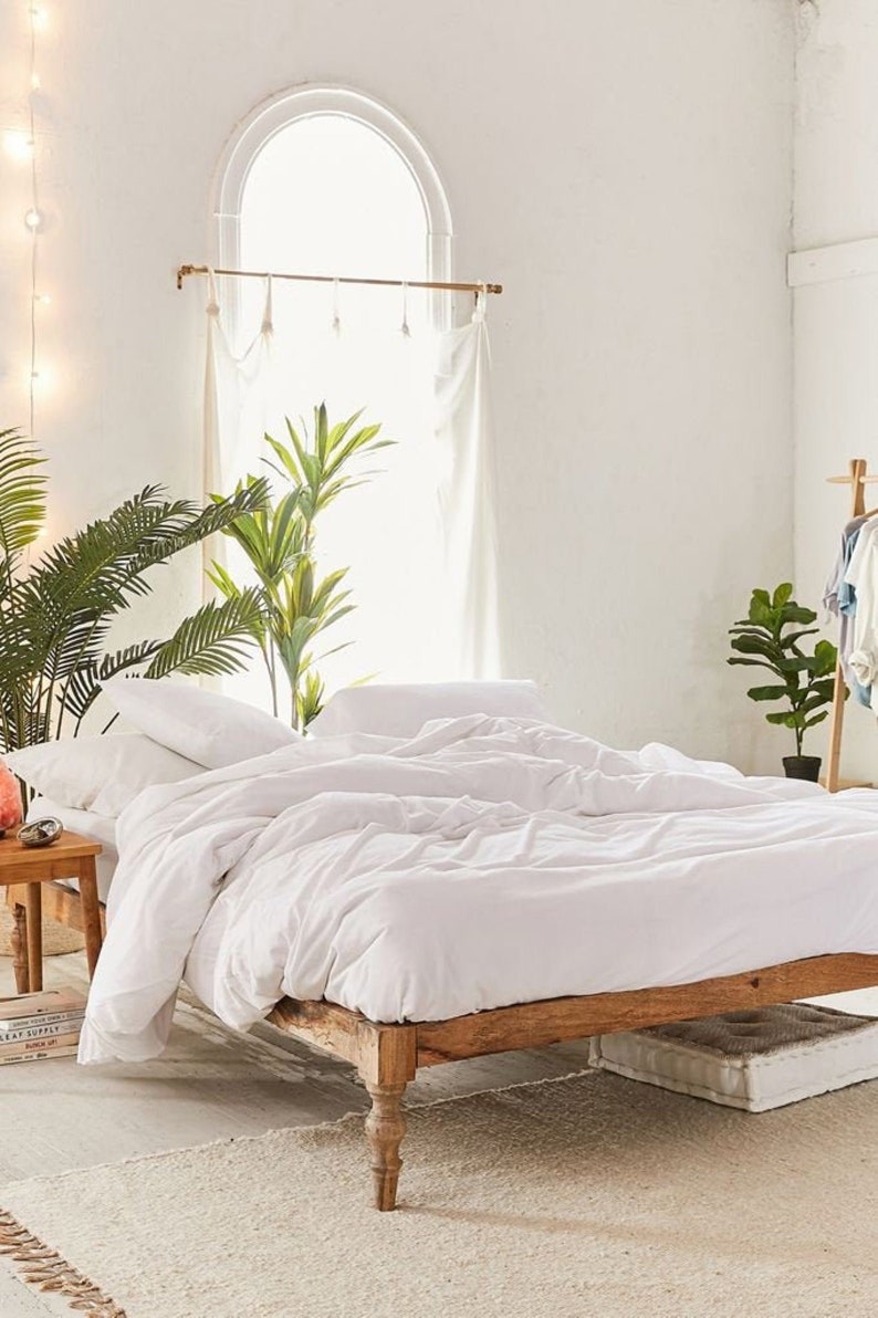 Premium Cotton Plain White Bedding 5 Pcs Set Cotton Duvet Etsy