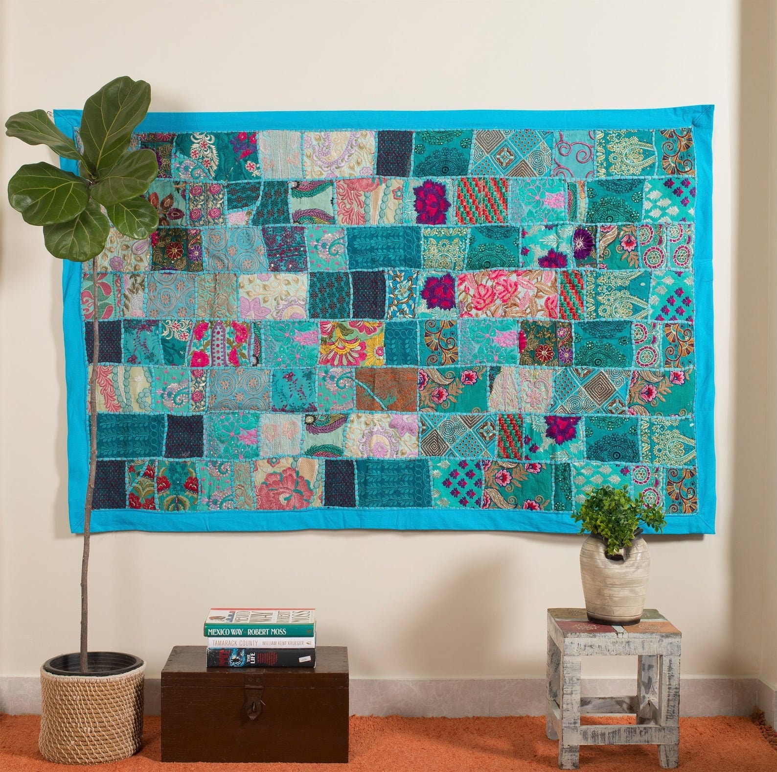 Vintage Patchwork Wall Hanging Tapestry Indian Saree Patchwork Etsy UK