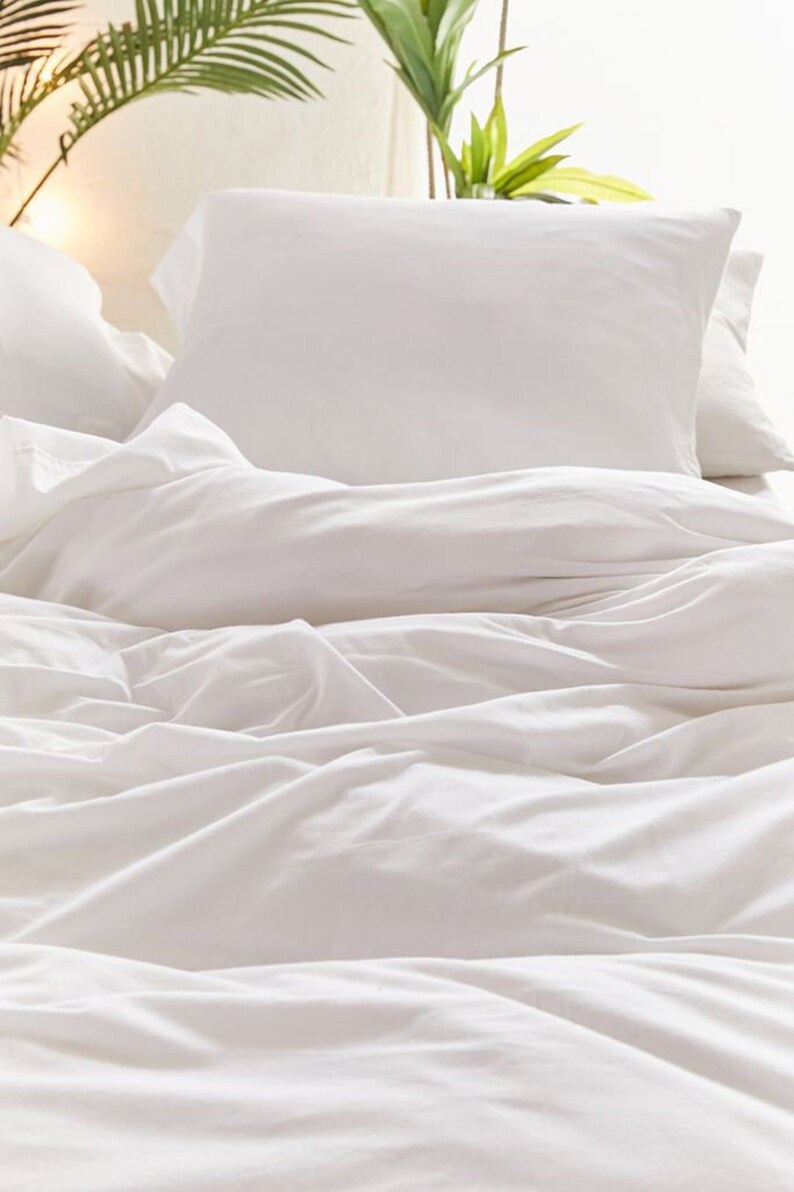 Premium Cotton Plain White Bedding 5 Pcs Set Cotton Duvet Etsy