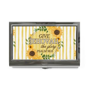 JW Contact Card Holder, Ministry Service Accessory Gift, Pioneer school Sister present baptism CO elder MS, Give Jehovah Glory, sunflower