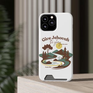 Capa para celular com porta-cartão Give Jehovah Glory White Nature, capa para cartão de contato JW, acessórios de serviço do Ministério Pioneiro, presente de batismo divertido