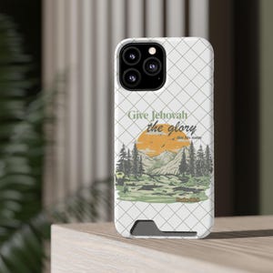 Estuche para teléfono celular con tarjetero Dale gloria a Jehová, naturaleza blanca, tarjeta de contacto JW, accesorios de servicio del ministerio pionero, regalo divertido de bautismo