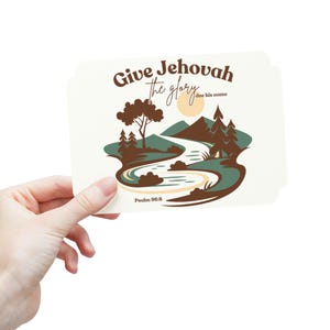Postales Dar Gloria a Jehová Naturaleza (15, 30 y 45 uds.) 2025 Años TJ Texto Salmo 96:8, Carta pionera Escribir Correo Tarjeta de agradecimiento hermanos