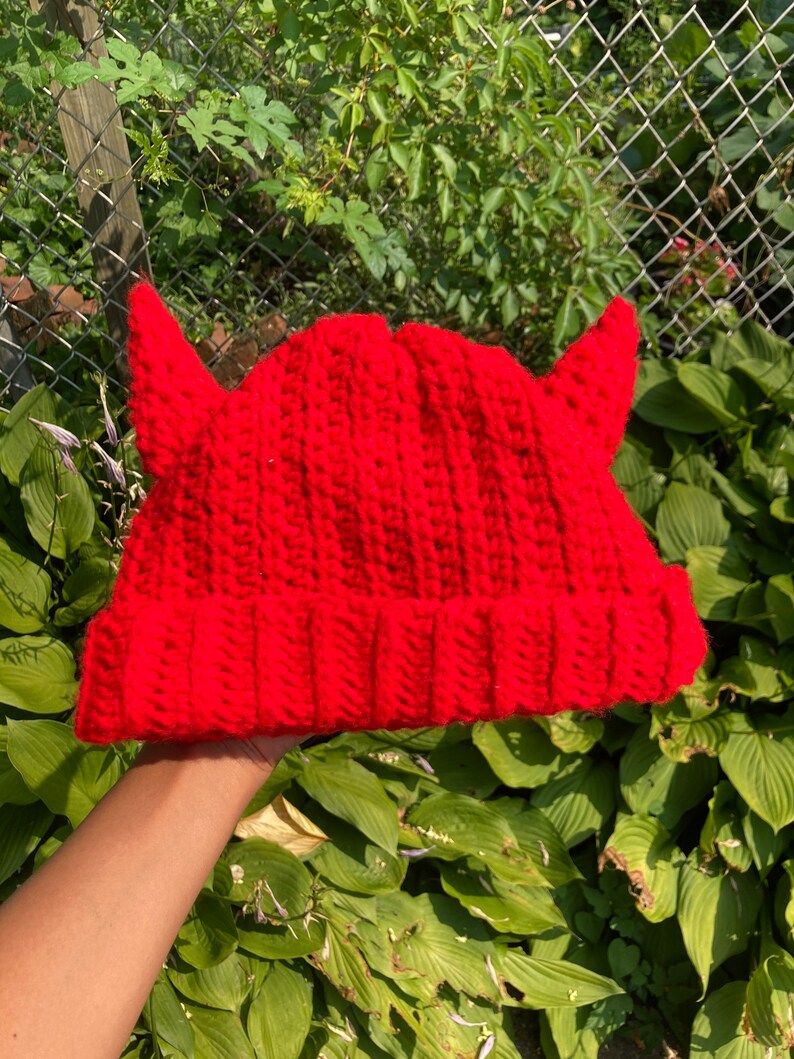 Beanie/ Devil Beanie Hat/ Hat/ Crochet 