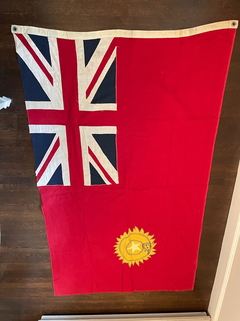 Antique British-India Merchant flag 56” shops long and 34” wide-