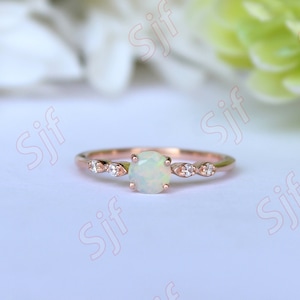 Engagement Ring For Her |Natural Ethiopian Opal Wedding Ring |Round Stone Ring | Gift For Bridal |Moissanite Fine Ring |Gift For Birthday.