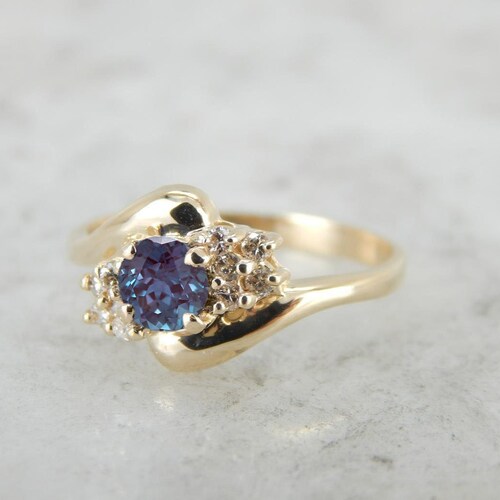 Round 5x5mm Alexandrite Engagement Ring, Gift For Her, June Birthstone Ring, Alexandrite Wedding shops Ring, Art deco Bridal Ring, Gift For Love