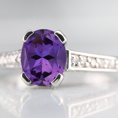 Oval 10x8mm Natural Amethyst Engagement Ring, Wedding Ring For Bride, shops Gift For Christmas Faburary Birthstone Ring, Purple Stone Ring For Her