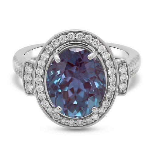Oval 11x9mm Alexandrite Engagement Ring For Her, Antique Halo Pave Set Ring, June shops Birthstone Ring, Vintage Art deco Bridesmaid Women's Ring