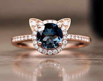 London Blue Topaz Gemstone 14K Rose Gold 925 Silver Anniversary Bridal Ring Promise Ring Proposal Anniversary Birthday Gift Halo Ring