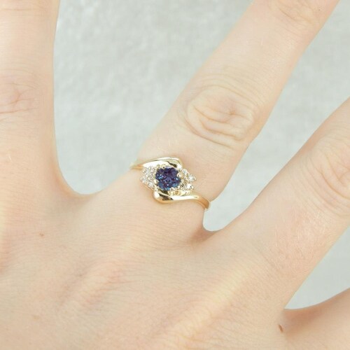 Round 5x5mm Alexandrite Engagement Ring, Gift For Her, June Birthstone Ring, Alexandrite Wedding shops Ring, Art deco Bridal Ring, Gift For Love