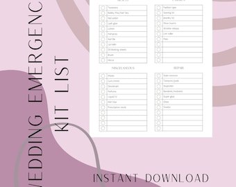 Wedding Emergency Kit Checklist: Comprehensive Bridal Packing List (Digital Download)