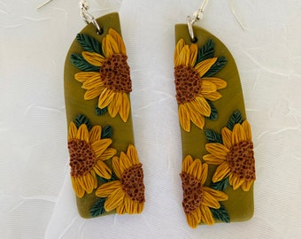 Sunflower Earrings | Handmade Polymer Clay Earrings