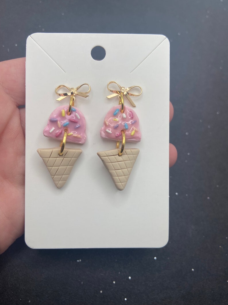 Ice Cream Cone Earring K Gold Plated Handmade Polymer Clay Earring Etsy