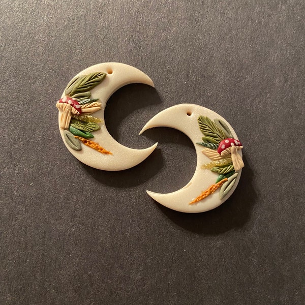 Moon Shroom Earrings | Handmade Polymer Clay Earring