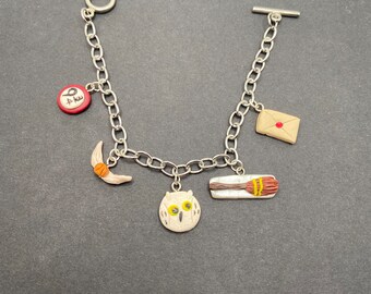 HP Themed Charm Bracelet | Handmade Polymer Clay