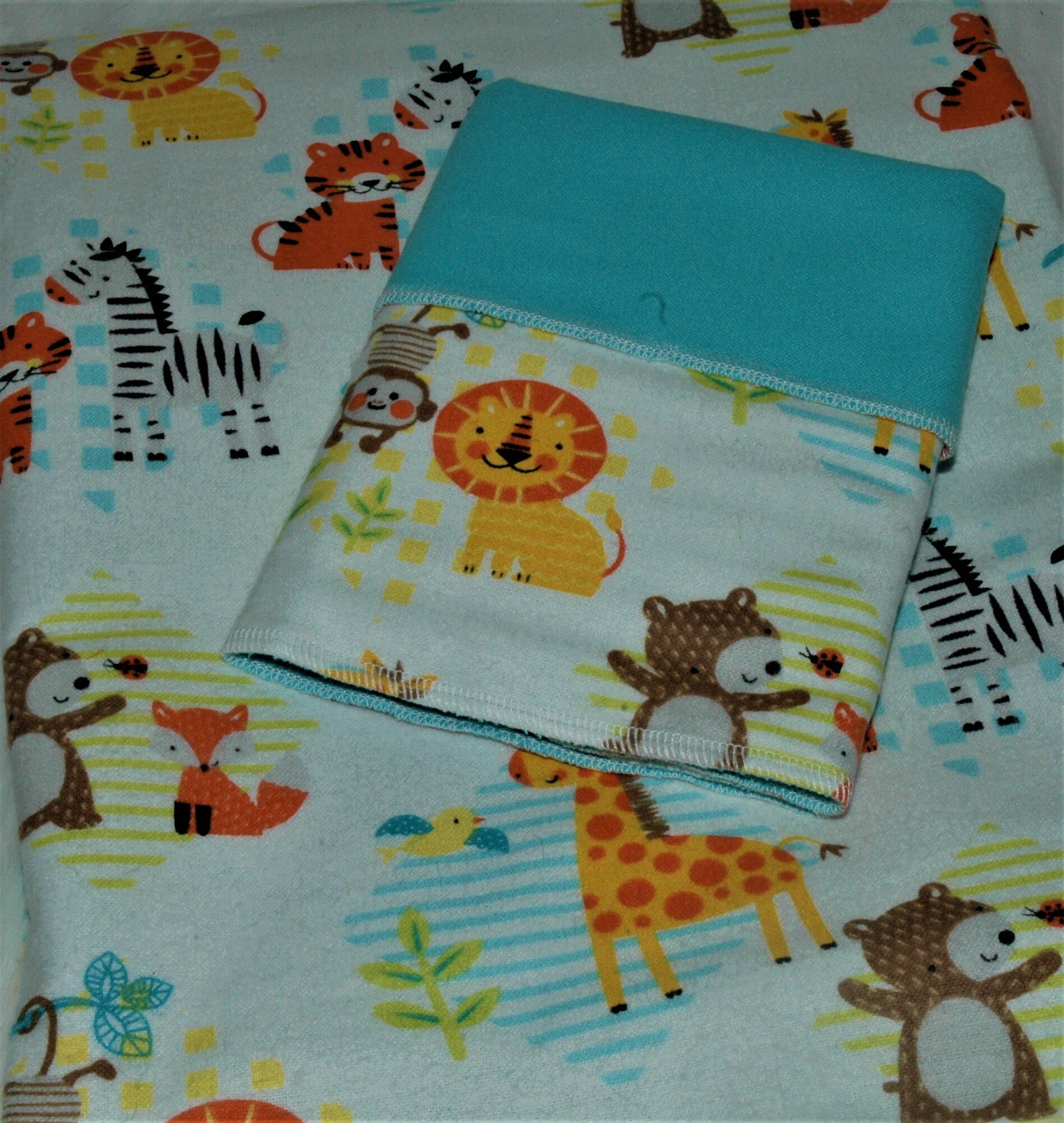 Zoo Animals Receiving Blanket W/ 2 Matching Burp Cloths Etsy UK
