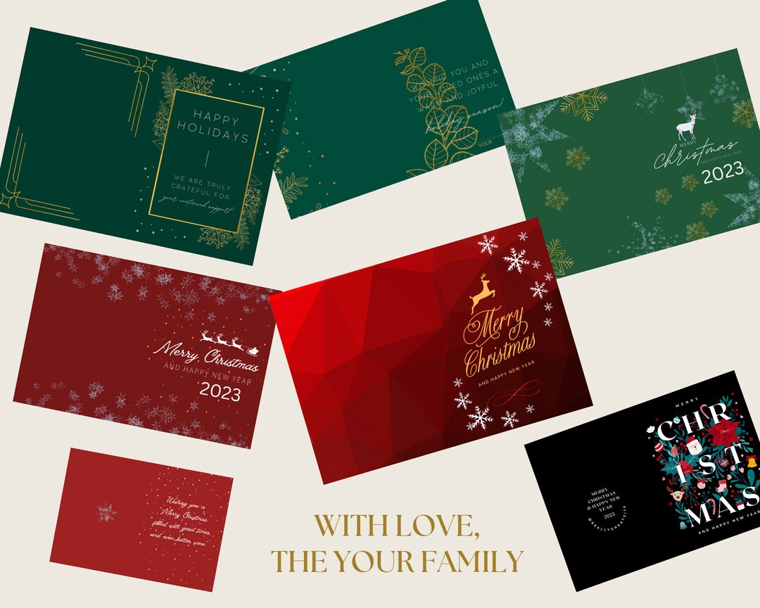 5 Printable Christmas Card Digital Template in Christmas and Happy New