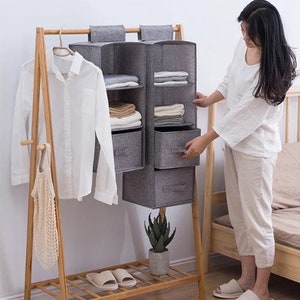 Household Essentials 10 Shelf Hanging Closet Organizer Black Linen