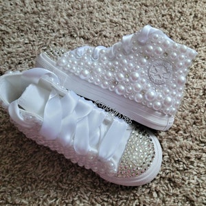 Girls All-Star High Top Swarovski/Rhinestone Converse, Christening Shoes, Birthday Converse, Wedding Swarovski and Rhinestone Converse
