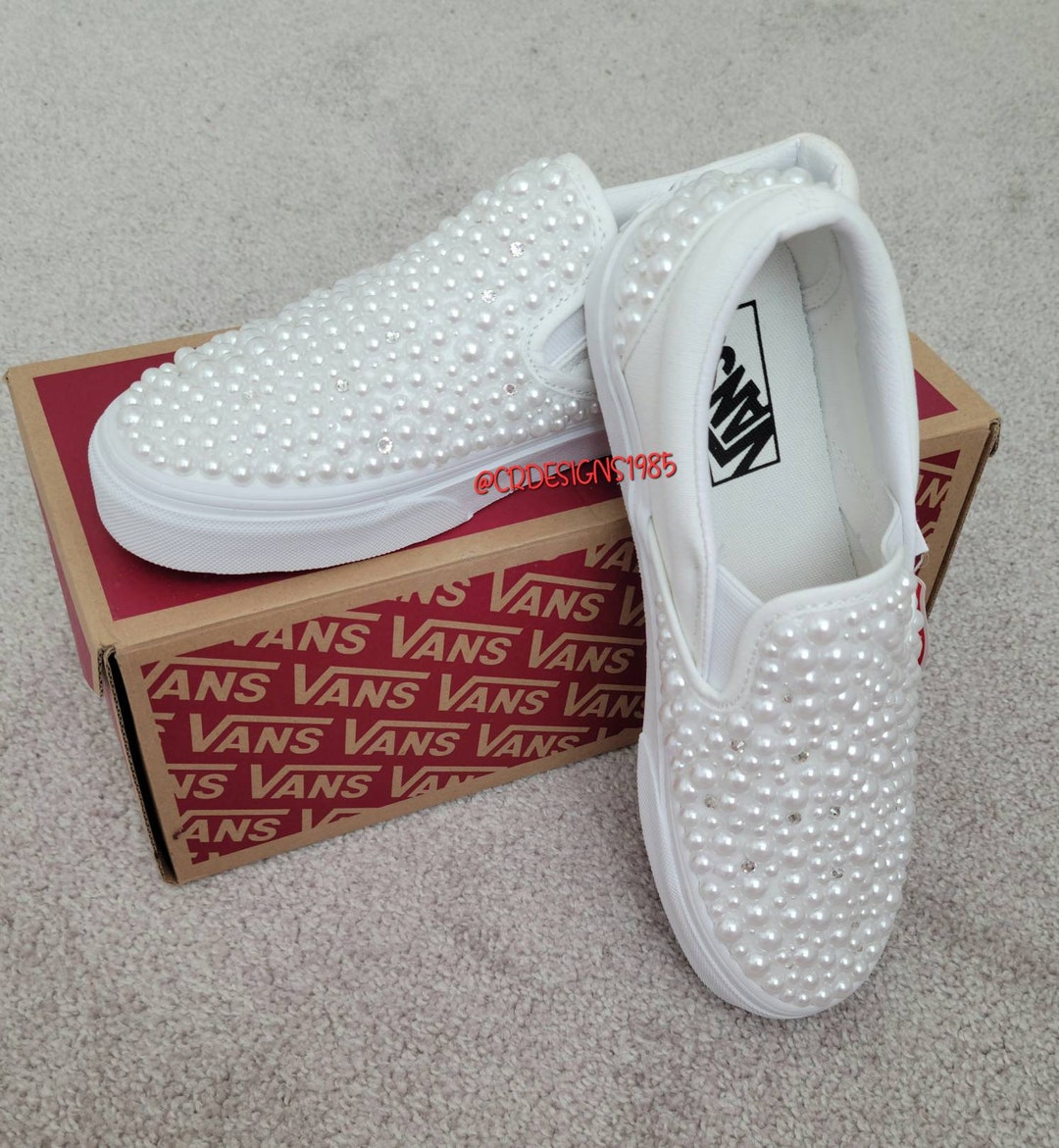 Womens Classic Slipon Bling Vans, Wedding Bling Slipon Vans, Birthday