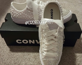 Women Rhinestone All-Star Low-Top Converse, Women Wedding Converse, Women Birthday Converse, Women Sneaker Ball Bling Converse