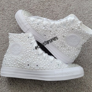 Women&#39;s Pearl Rhinestone All-Star High-Top Converse: Wedding Shoes