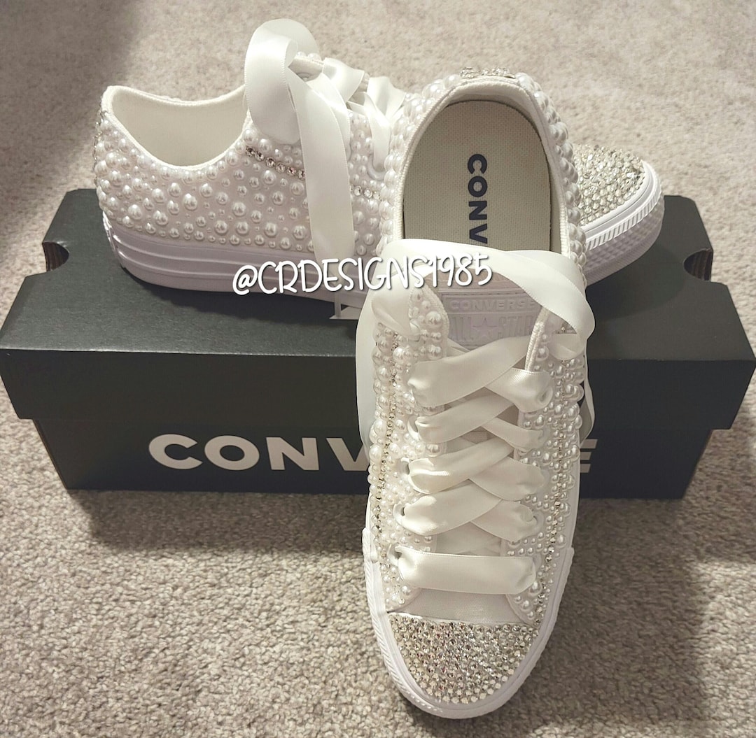 Rhinestone & Pearl Wedding Converse: Bling All-star Low-tops - Etsy