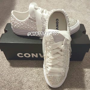 Rhinestone & Pearl Wedding Converse: Bling All-Star Low-Tops