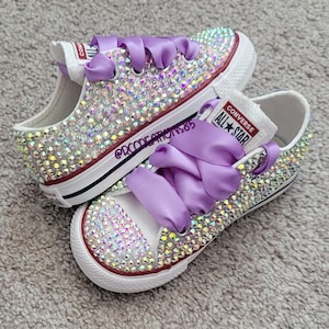 All-Star Iridescent Girl Rhinestone Converses, Girl Christening Converse, Bling Converse, Flower Girl Rhinestone Converse, Birthday Converse