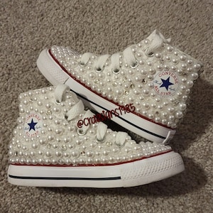 Girls All-Star High-Top Pearl Converse, Birthday Converse, Wedding Toddler/Girls Converse, Flower Girl Converse, Girls Christening Shoes