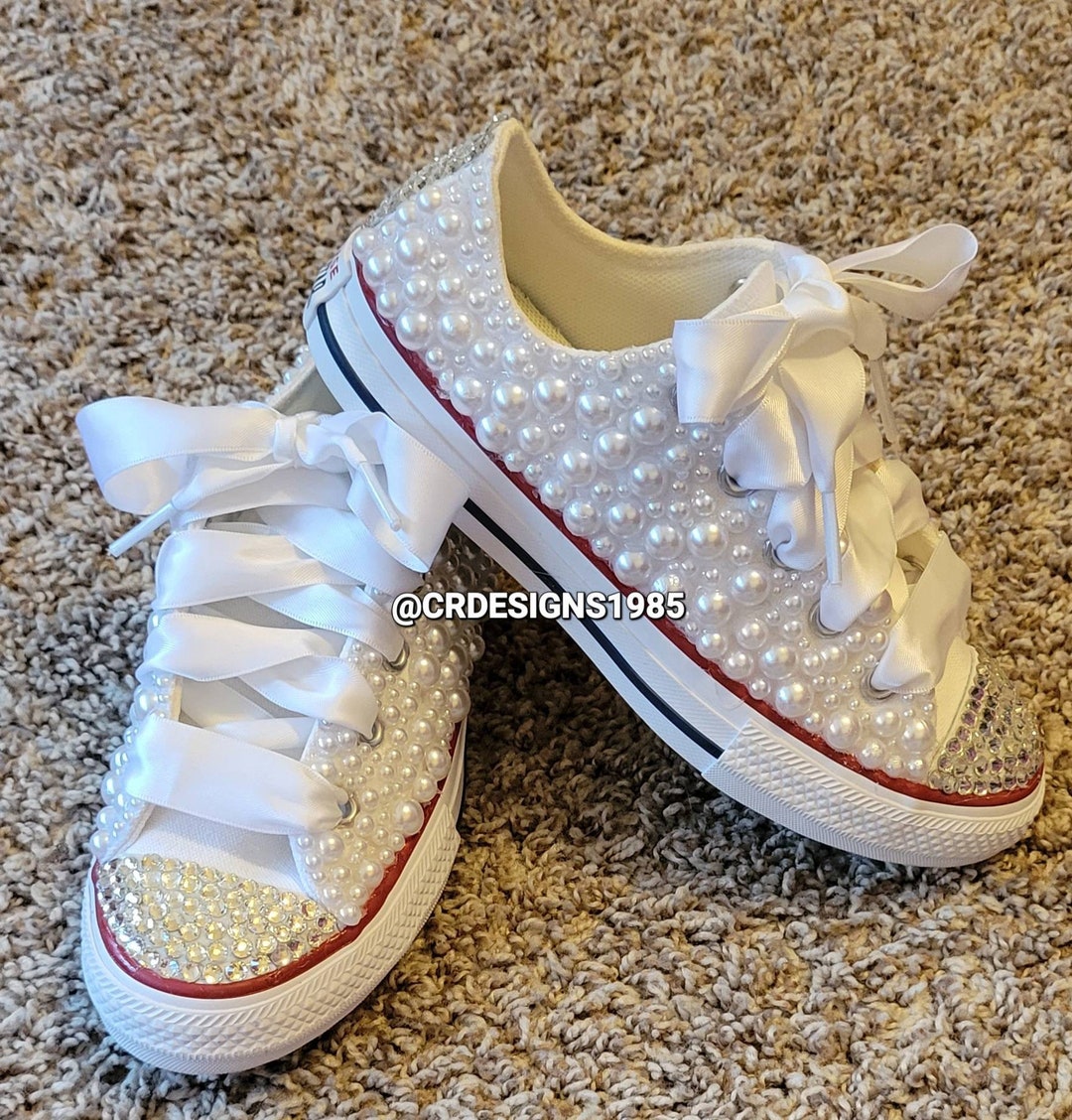 Girl's All-star Low Swarovski and Rhinestone Converse, Girl Christening ...