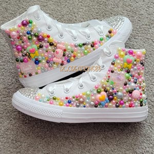 Girls All-Star Candyland-Themed High Top Converse, Birthday Converse, Kids Bling Converse, Candy Converse