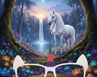 1 Multi-Colored 3D Printed UNICORN Magnetic Glasses Toppers with Magnets Pair compatible