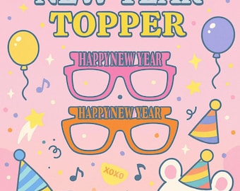 1 3D Printed HAPPY NEW YEAR Magnetic Glasses Toppers with Magnets