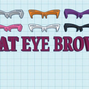 1 Cat Eye Cut BROW 3D Printed Magnetic Glasses Topper with Magnets INSTALLED Pair Compatible