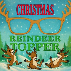 1 Clear 3D Printed Reindeer Magnetic Glasses Toppers with Magnets