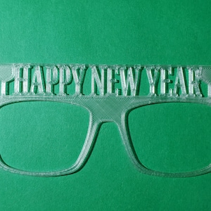 1 toppers de lunettes magnétiques HAPPY NEW YEAR imprimés en 3D transparents avec aimants