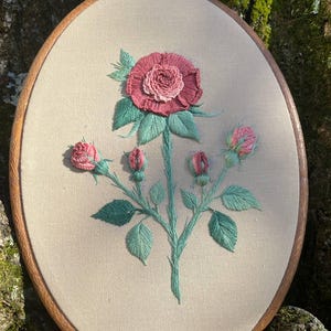 Graceful Blooms: Hand-Embroidered Hoop Art with Branch and Petite Blossoms